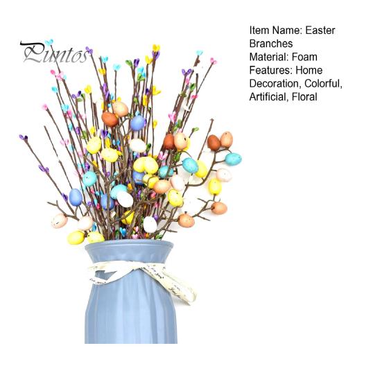 26 buc. Viță de vie artificială de Paște cu ouă pastelate și fructe de pădure Tulpini florale de primăvară Ouă de Paște Ramuri de crenguță pentru aranjament floral Home Decor