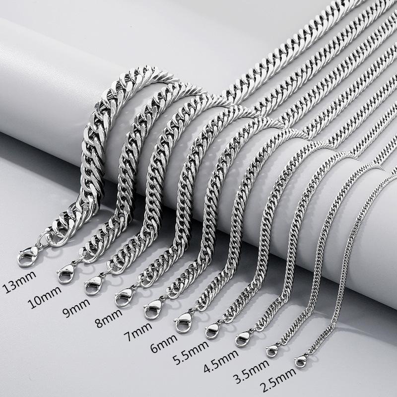 Jednoduchý hladký řetízek Dvojitě pletený Čtyřstranně broušený Náramek Hip-Hop Osobnost Více velikostí Bičíkový řetízek Titanová ocel Pánský náhrdelník