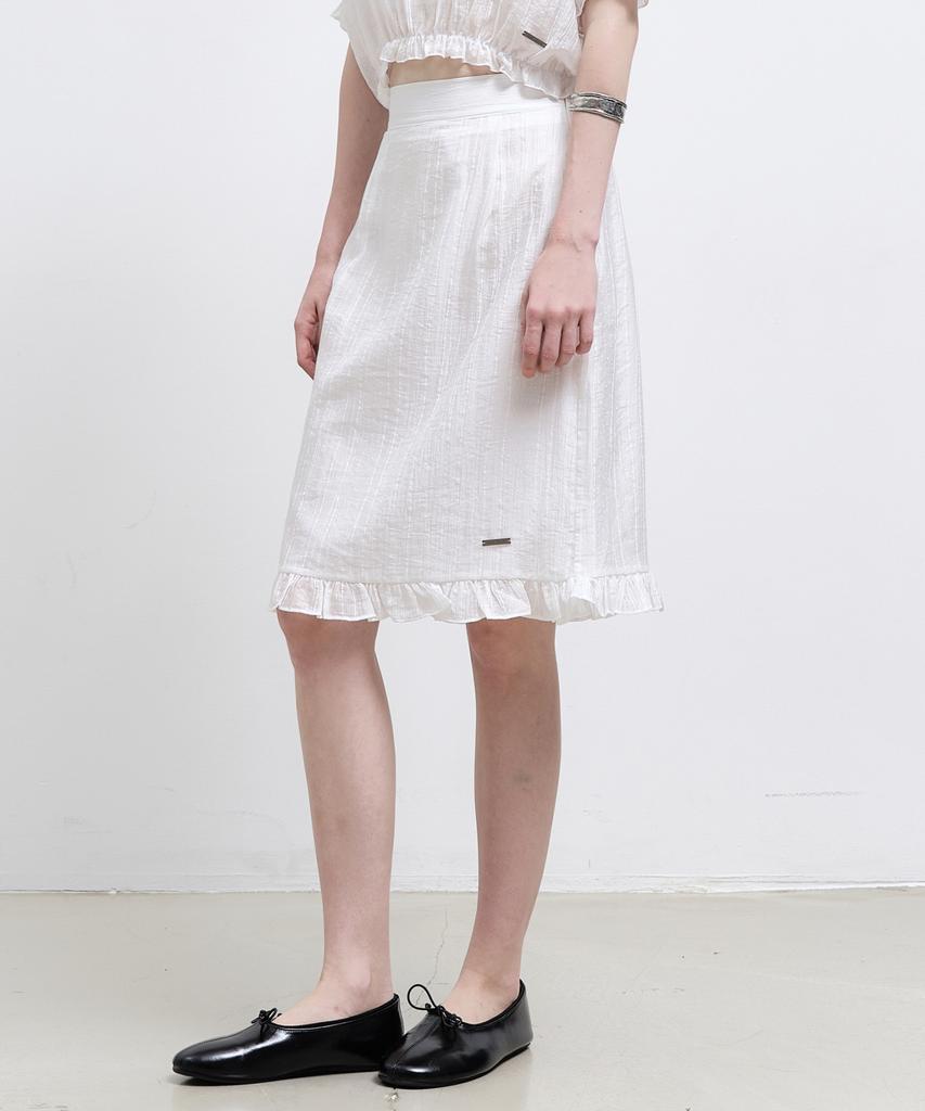 Nigaennikol Pin Stripe Flare Skirt_Ivory