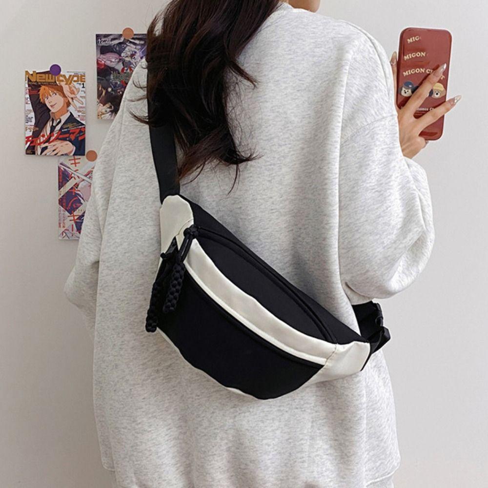 

Half Moon Bag Contrast Color Chest Bag Banana Bag Running Waist Bag Crossbody Waist Pack Outdoor рожевий