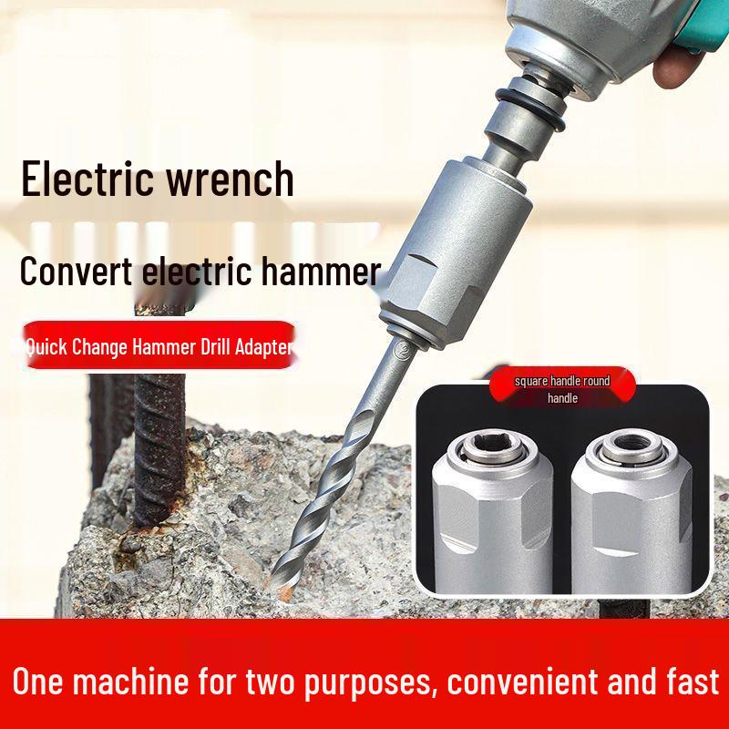Industrial Grade Multifunctional Impact Wrench & Hammer with 1/2 Conversion Adapter for Square Shank Drill Bits