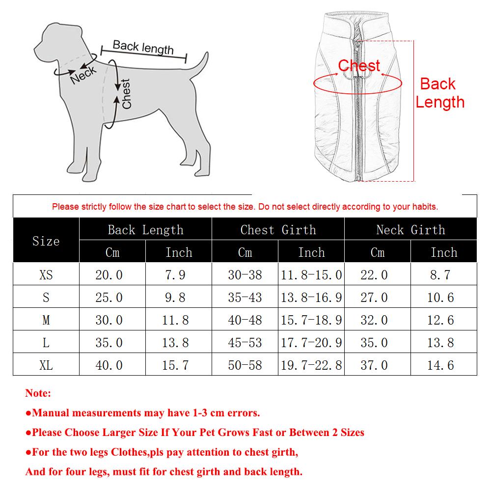 Reflective Warm Dog Clothes For Small Medium Dogs Cats Winter Windproof With D-ring Elasticity Puppy Jacket Yorkshire Pet Coat