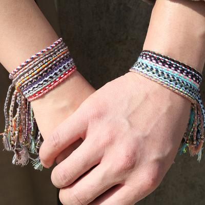 10Pieces Colorful Bracelets Handmade Bracelets Braided Cotton Bracelets Friendship Bracelets Adjustable Anklets for Girl