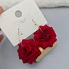 Red Rose Floral Metal Hoop Earrings: Unique, Fashionable Ear Cuffs with an Exaggerated, High-End Feel.