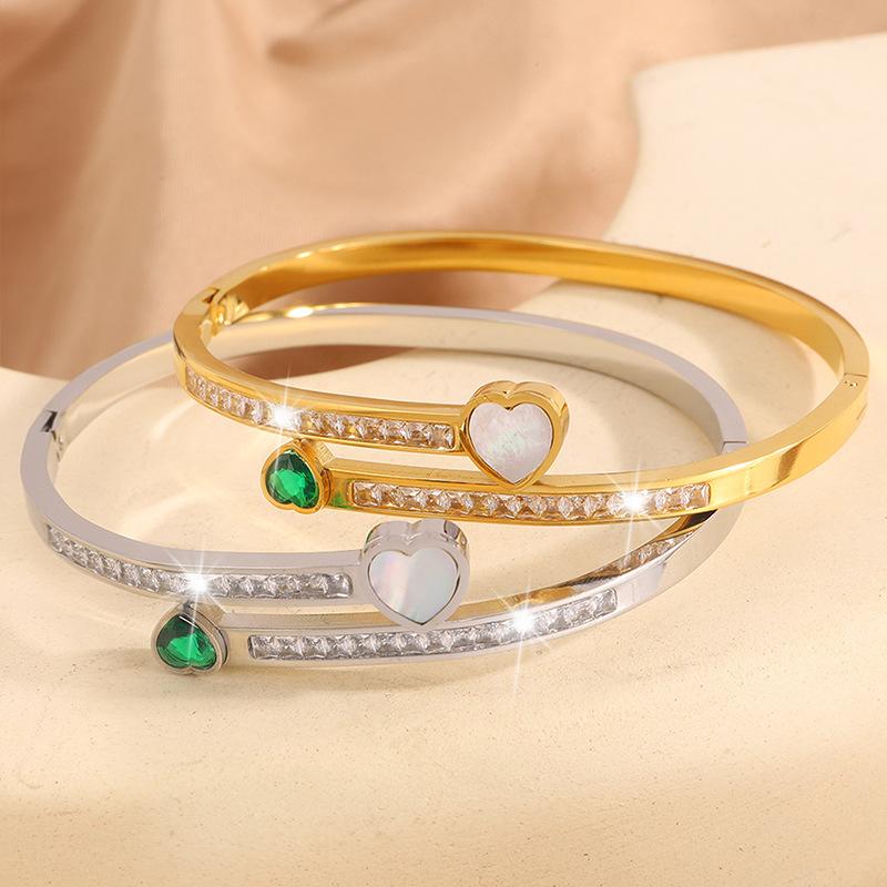 Fashionable Emerald Love Zircon Row Girl Versatile Bestie Temperament Bracelet Jewelry Bracelet