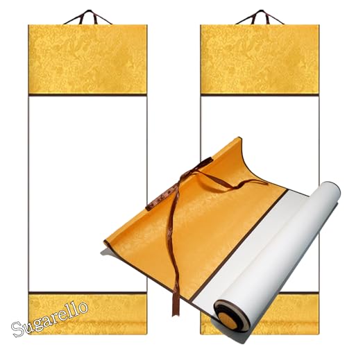 Sugarello Hängende Schriftrollen, Schlicht, Groß, Weiß, Set von 2, Schriftrolle, Kalligraphiepapier, Weiß, Gasenshi-Papier, Tuschemalerei, Kalligraphie, Schriftkunst, Neu