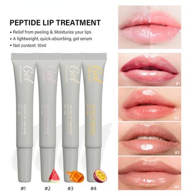 Feuchtigkeitsspendende Peptid-Lippenbehandlung, Lippenmasken-Gel, Entfernen abgestorbener Haut, Lippenstift-Basis-Lippencreme, Lippenpflege, 10 ml