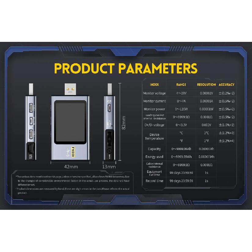 FNIRSI-FNB58 PD USB Tester Digital Voltmeter Ammeter Type-C Fast Charge Detection Trigger Capacity Ripple Measurement