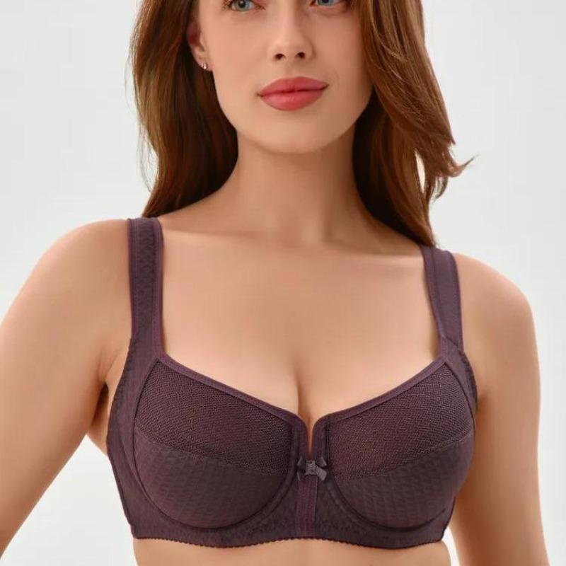 

Ультратонкий бюстгальтер на косточках больших размеров для большой груди, утягивающий и предотвращающий обвисание 105D коричневый