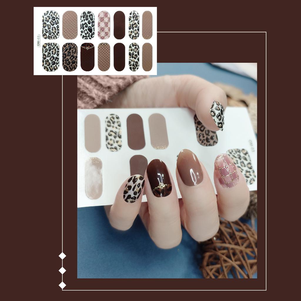 3D Leopard Nail Sticker Decals DIY Creative Fake Nail Wraps Tips Nail Manicure Art Patchs Full Cover Nail Polish Sticker