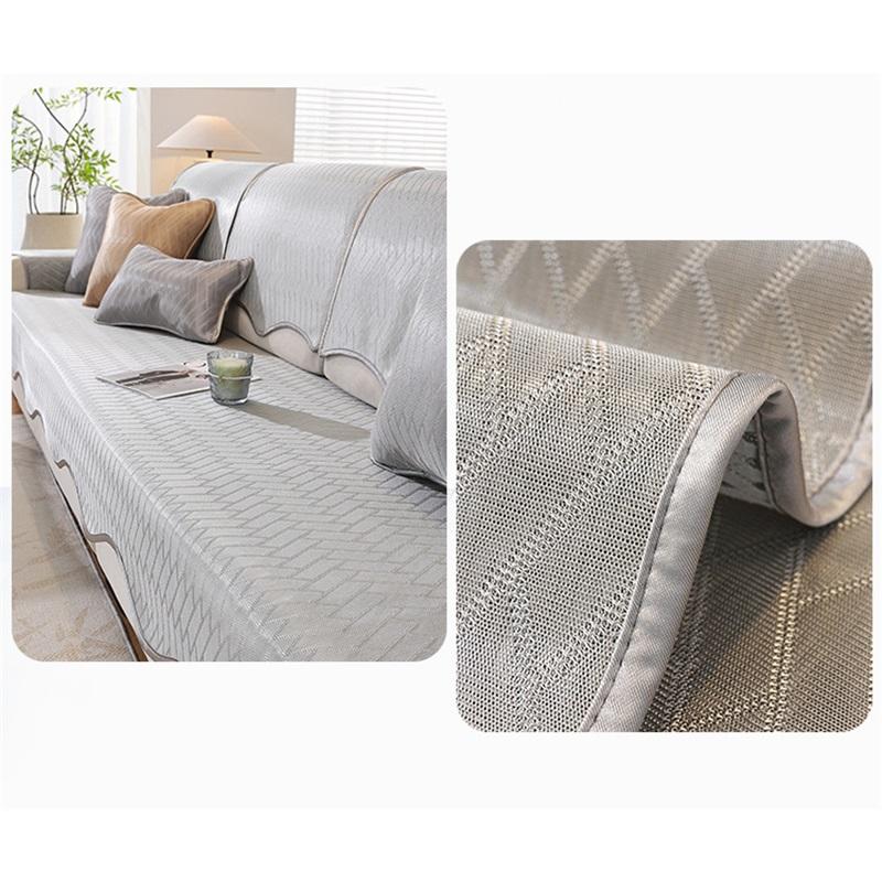 Summer Ice Silk Sofa Cover Minimalist High-End Cat Scratch Resistant Non-Slip Sofa Cushion Mat Cool Seat Footrest Chaise Lounge Protector