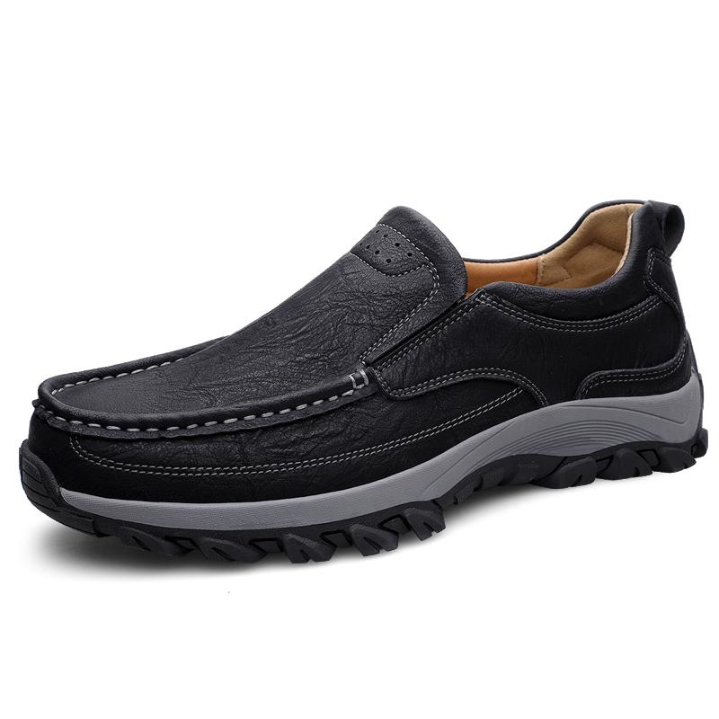 

Classic Male Handmade Leather Shoes Comfortable Mens Loafers Breathable Casual Shoes Slip-on Flats Man Driving Shoes Moccasins 46 чорний
