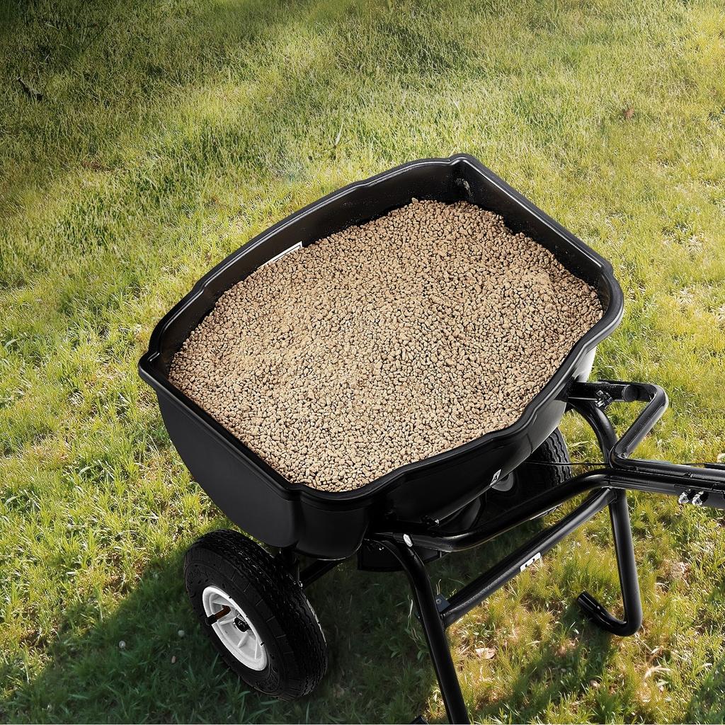Walk Behind Spreader, 60LBS Capacity, Push Spreader with Hopper Grate, 0-9.8 Ft Spreading Width, 8 In All Terrain Pneumatic Tires, Garden & Lawn