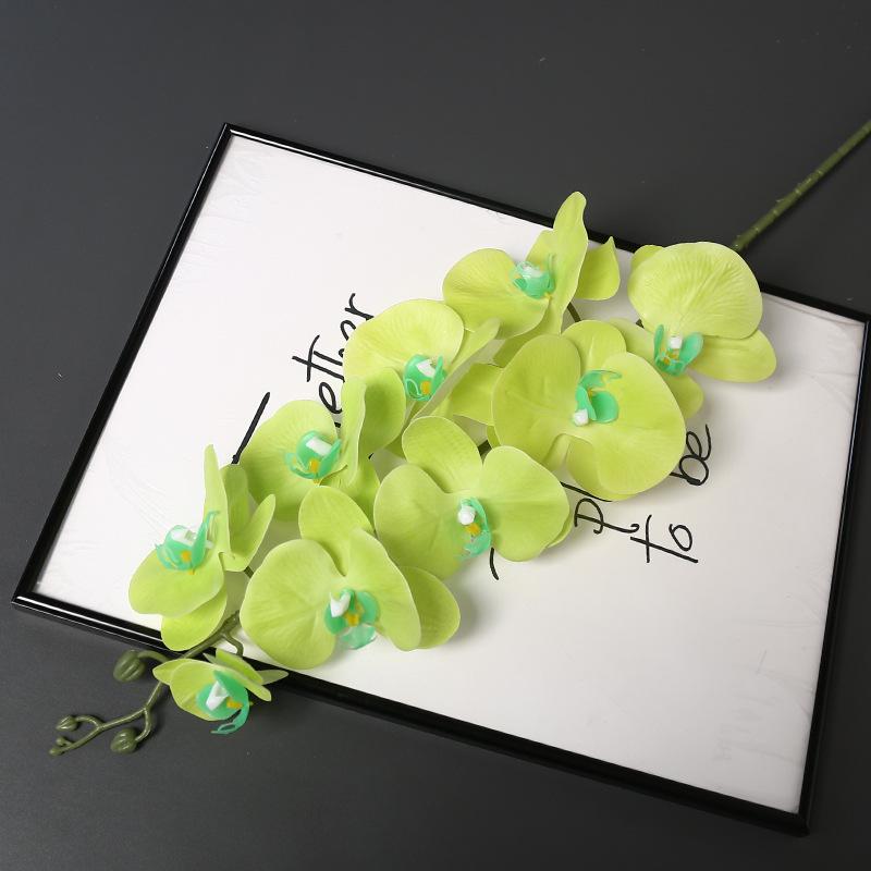 Long Stem 9-Head Phalaenopsis Orchid Artificial Floral Decoration for Weddings and Home