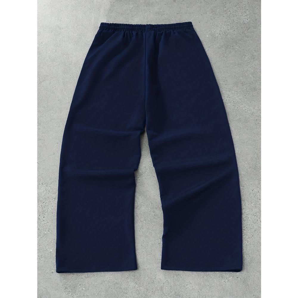 Men's Drawstring Waist Letter Print Comfortable and Fashionable Casual Sports Pants Wide Leg Pants for Daily Wear, Comfortable Fabric
