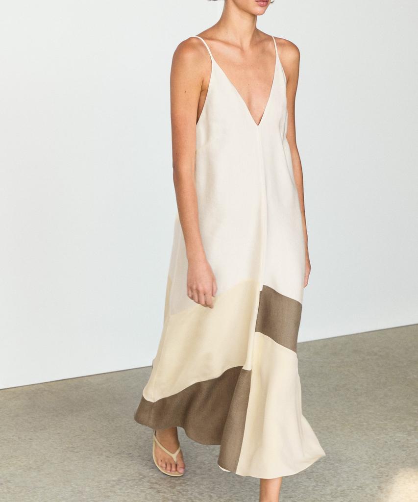 Masimodutti Color Block Fluid Midi Dress