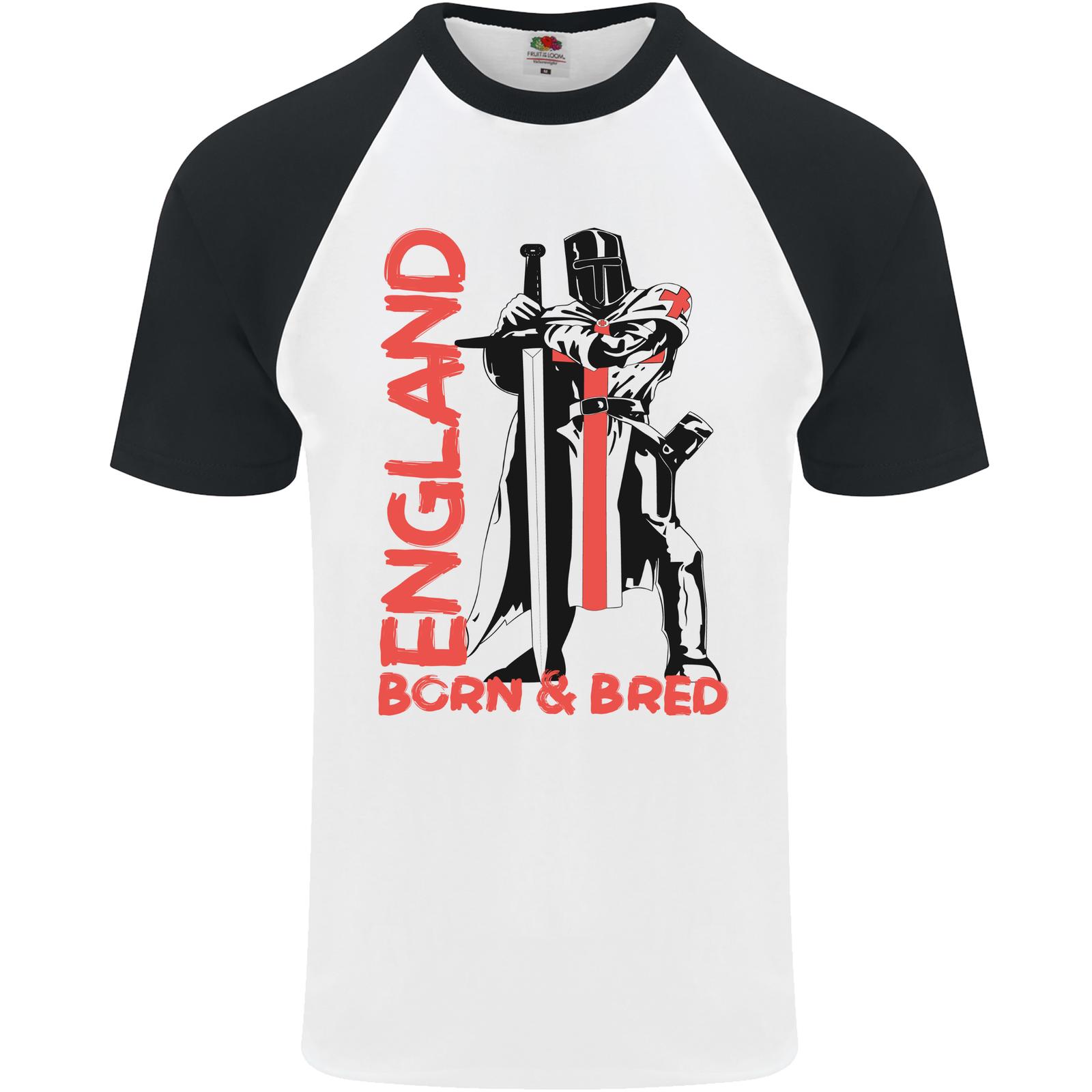 Born & Bred England St Georges Day Mens S/S Baseball T-Shirt S
