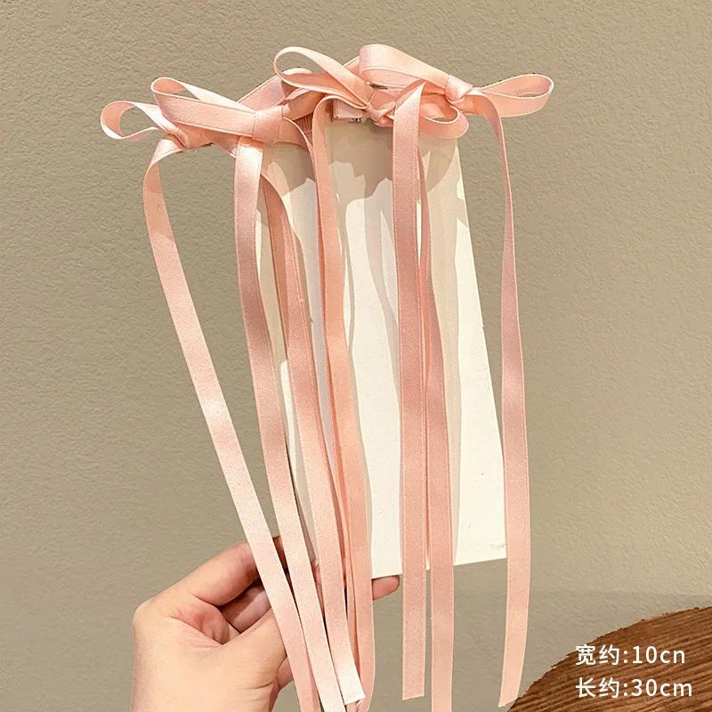 Korean Handmade Long Ballet Ribbon Women Bowknot Hair Clips for Girls Braided Tassel Barrettes Accessories Fashion Kids Hairpins