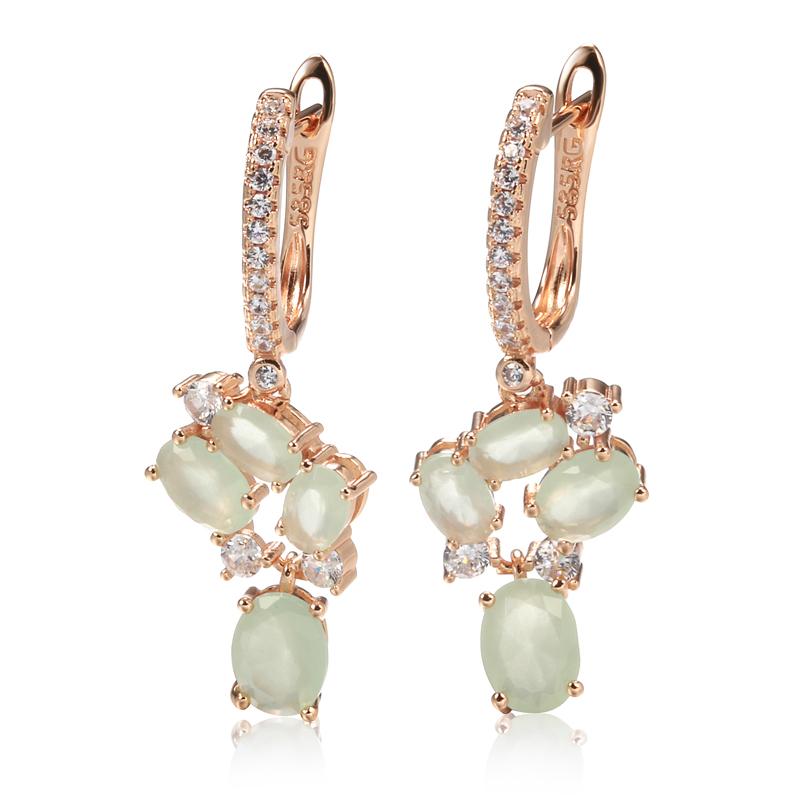 

Kienl Новые Длинные Серьги Цвета Розового Золота Для Женщин Винтажные Зеленые Натуральные Цирконы Цветок Подвеска Серьги Высокое Качество Повседневные Украшения