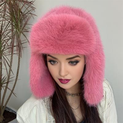 Lei Feng Mütze Einfarbig Imitat Fuchsfell Skimütze Herbst Winter Damen Warme Mütze Outdoor-Aktivitäten Accessoires