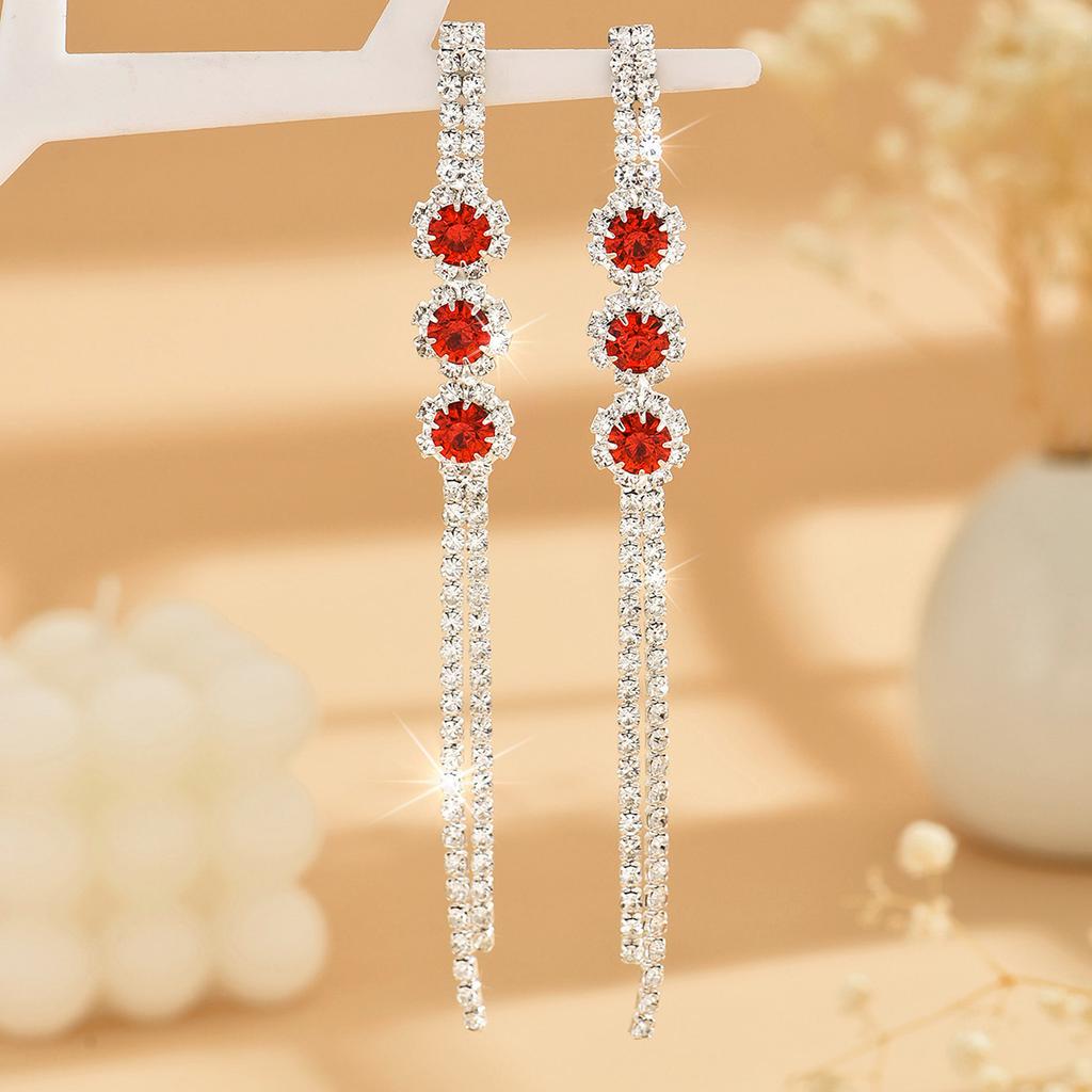 Diamond Claw Chain Long Fringed Earrings Fashionable High-End Stud Earrings Niche Temperament Elegant Earrings Women