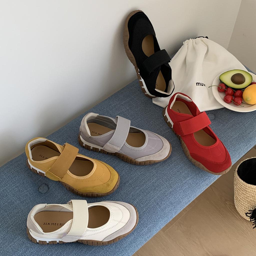 IPPEUM Mary Janes Shoes Round Toe 2025 New Women Flat Shoe Black Red Ballet Sneakers