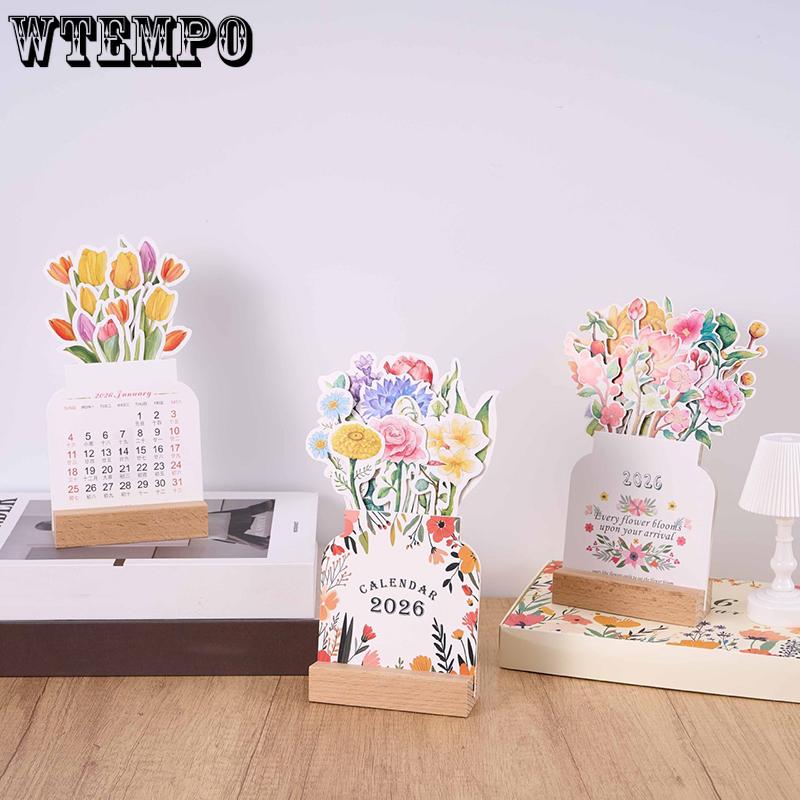 WTEMPO Elegant Mini DIY Desktop Motivation Inspirational Calendars for 2026 Featuring 12 Months From January To December with Base Phone Holders