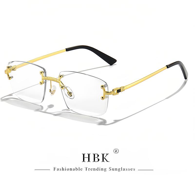 Occhiali da Sole HBK Senza Montatura Quadrati Donna Retro Metallo Occhiali da Sole Uomo Lusso Festa Business Lenti Sfumate Stile Estate 2024