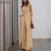 ZANZEA Trajes casuales de dos piezas para mujer, chaleco largo sin mangas y pantalones