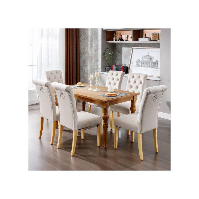 Esszimmerstühle - MUVOE - 2er-Set - Beige Samt - Eichenbeine - Modernes Design