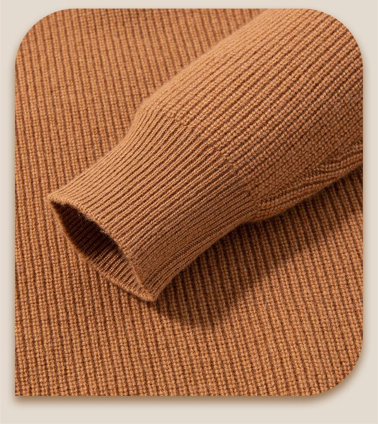 Men's 100% Wool High Collar Zipper Sweater - Thick, Warm Knitted Base Layer for Autumn/Winter