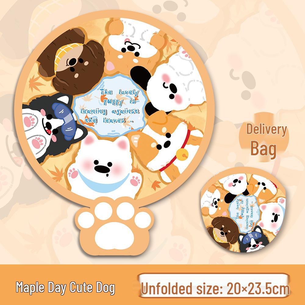 Ins Cute Reflector Cartoon Heart Folding Hand Fan - Portable Round Fan for Photos