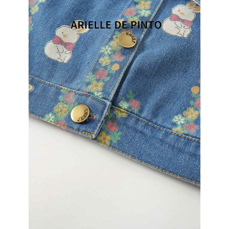 French Arielle De Pinto Kidsren's Denim Jacket, Fashionable New Style, Autumn Clothing for Girls, Stylish Tops