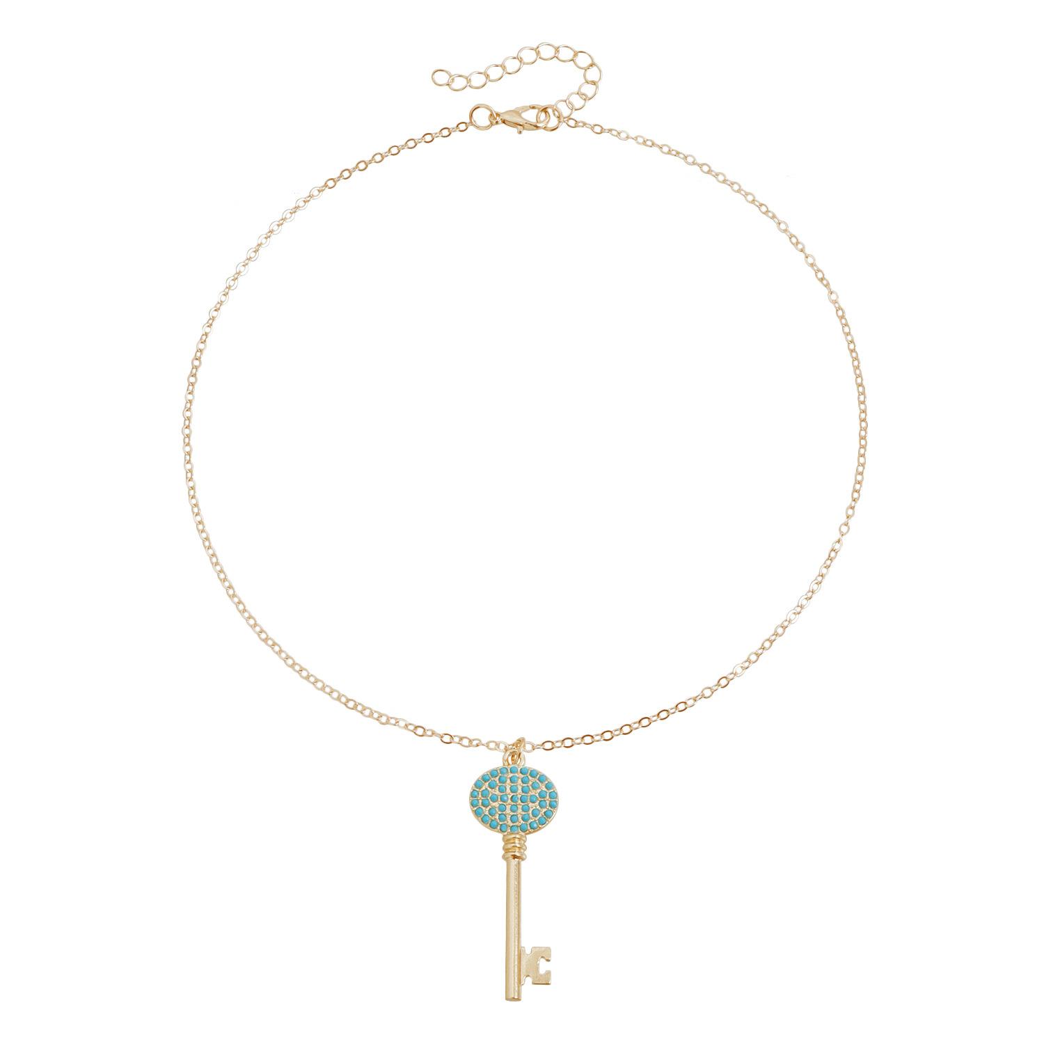 

Tree Of Life Turquoise Decorated Necklace, Ins Vintage Hollow Design Thin Clavicle Chain 4