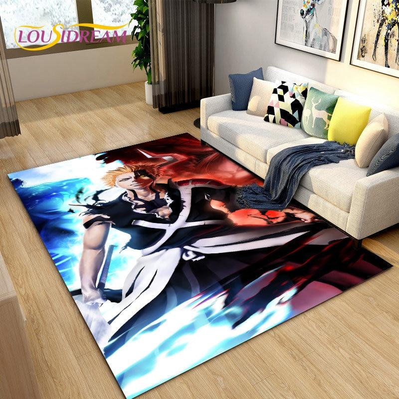 Bleach Japan Anime Cartoon Area Tapete Grande, Tapete de Carpete para Sala de Estar Quarto Sofá Capacho Decoração, Tapete de Piso Antiderrapante para Brincar de Criança