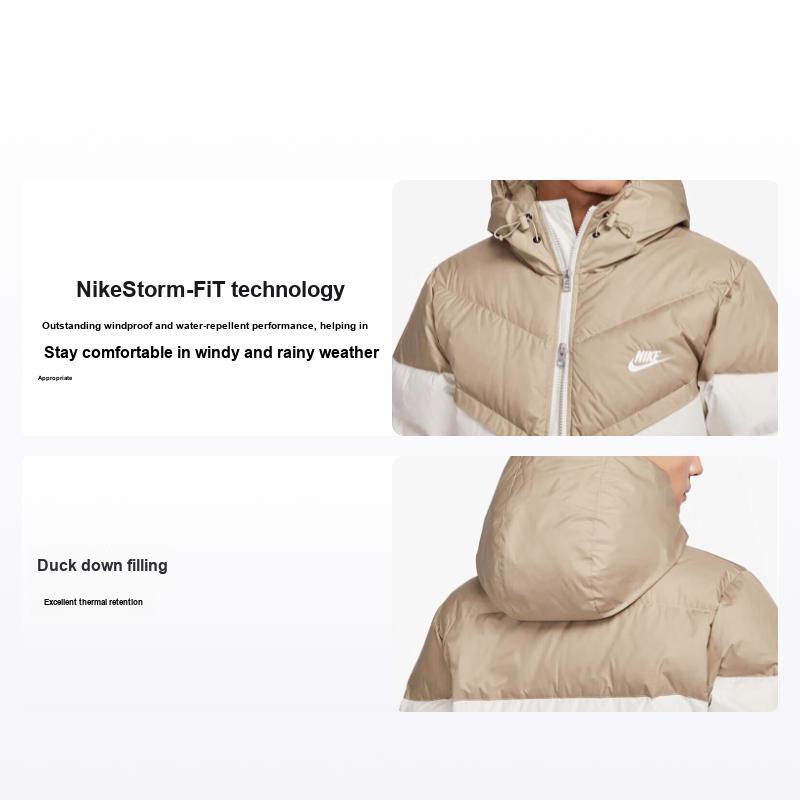 Nike Men's Storm-Fit Windrunner Primaloft Color Block Hooded Casual Sports Down Jacket Jacket Khaki Fb8178-247 Cm