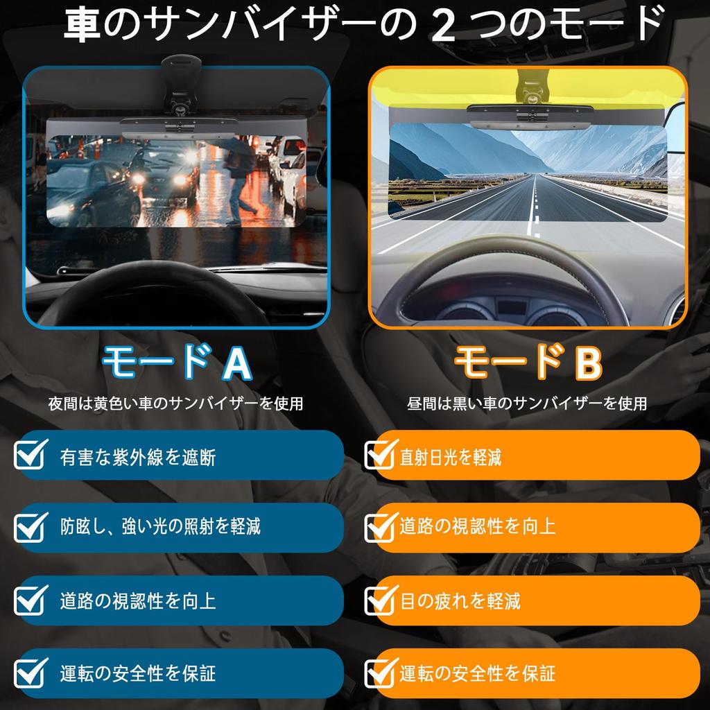 DOOUBAO Car Sun Visor Extension Side UV400 Prevents UV and Snow Easy Driving Support Attachment, Day/Night Use, Extension, Anti-Glare, Glare, Rays,