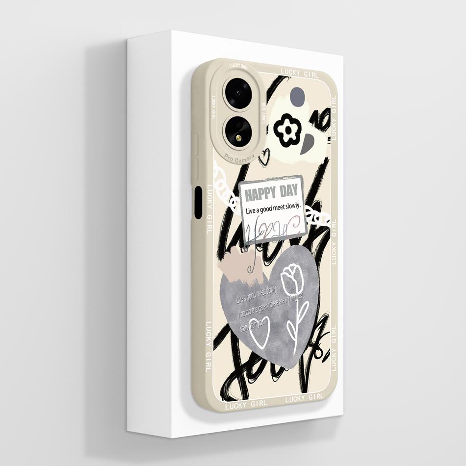 

For Oppo A38 Phone Case Oil Painting Full Protection Back Cover Liquid Silicone Shockproof Protectors For Oppo A 38 4G Carcasa Oppo A38