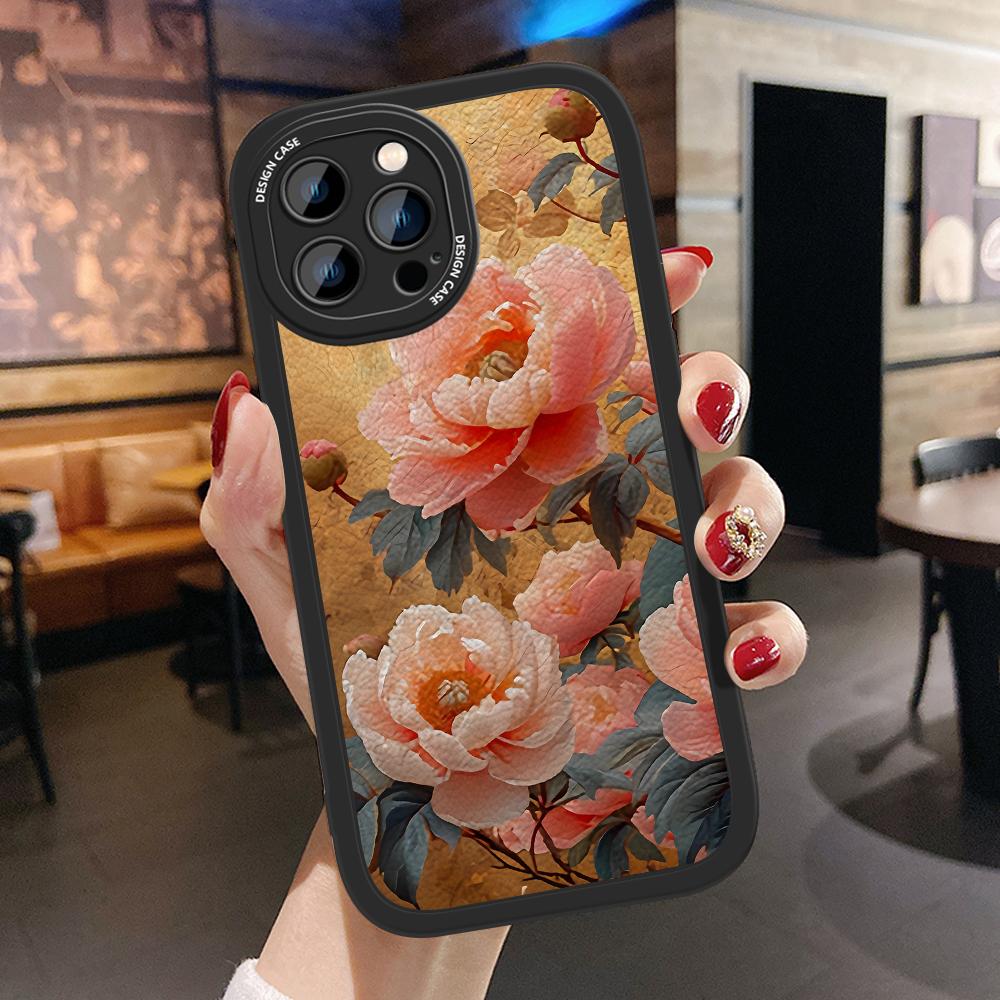 Schlanke Haut Gefühl Cartoon Blumen Tulpen Weiche Silikon PU Leder Abdeckung Telefon Fall für Samsung Xiaomi Poco Redmi