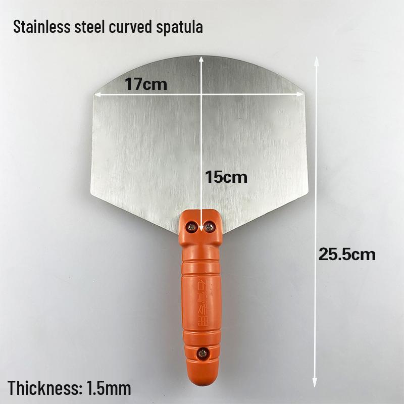 Stainless Steel Gray Curved Fan-Shaped Spatula and Putty Scraper with Thickened Handle - Free Shipping