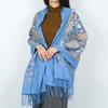 New embroidered women's scarf travel wear with fringed ethnic flowers outside with shawl windproof warm scarf