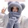Warm 3-in-1 Cap Scarf Gloves Set Winter Integrated Cap Scarf Bear Ear Hooded Scarf  for Women
