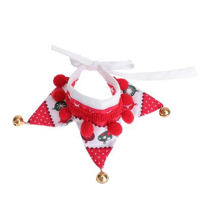 Bell Scarf For Pet Christmas Triangle Neck Scarf Jingling Bell Puppy Cat Neckerchief Holiday Party Accessory Fawn Xs
