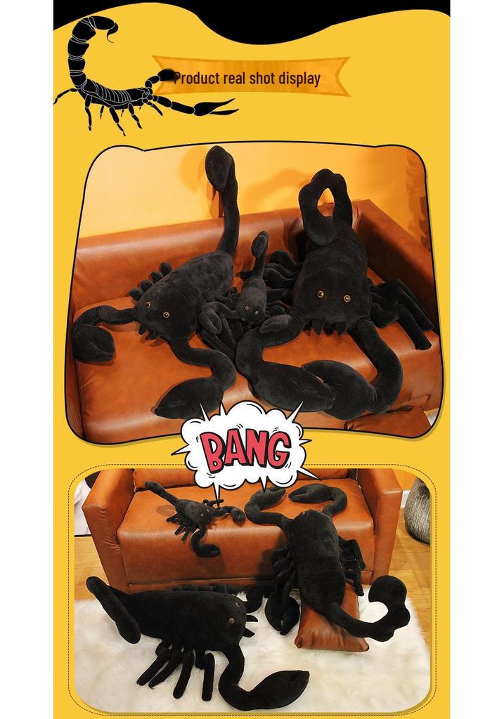 Black Scorpion Prank Plush Toy - Insect Figure Pillow, Holiday Gift