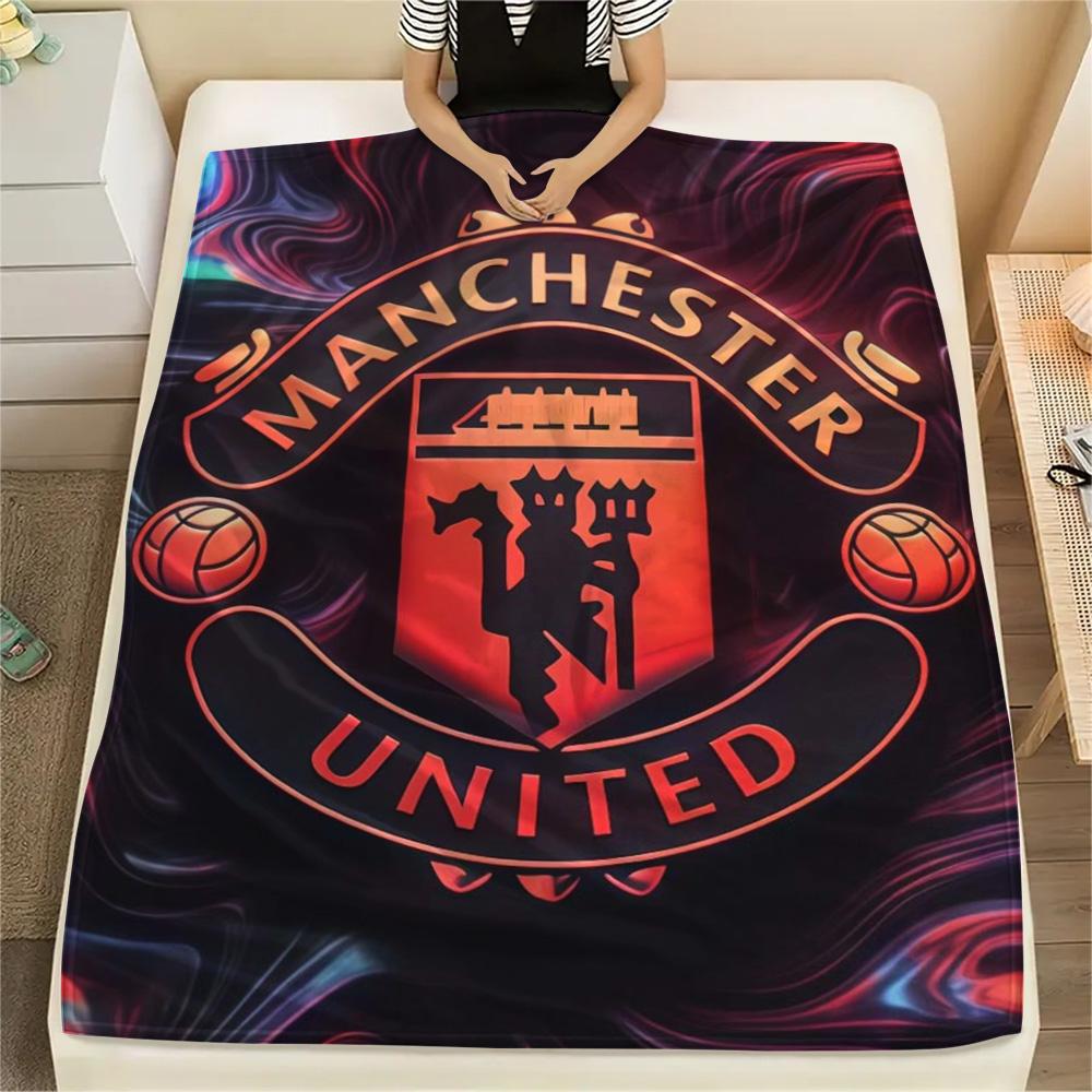 Koc Flanelowy z Nadrukiem Man Utd, Wysokiej jakości, Wygodny na Wszystkie Pory Roku, Wystrój Domu, Ciepło i Komfort