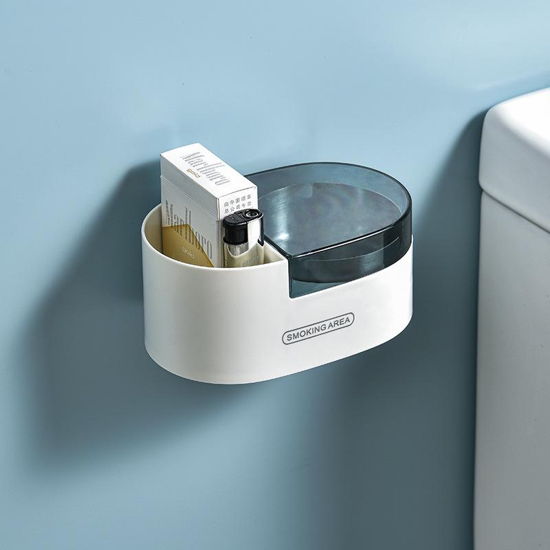 Wall-Mounted Creative Ashtray with Lid - Punch-Free, Anti-Fly Design for Home and Bathroom