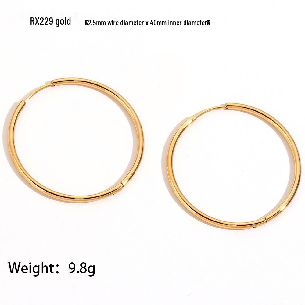 Zhang Ruonan Style 18K Gold Circle Stud Earrings