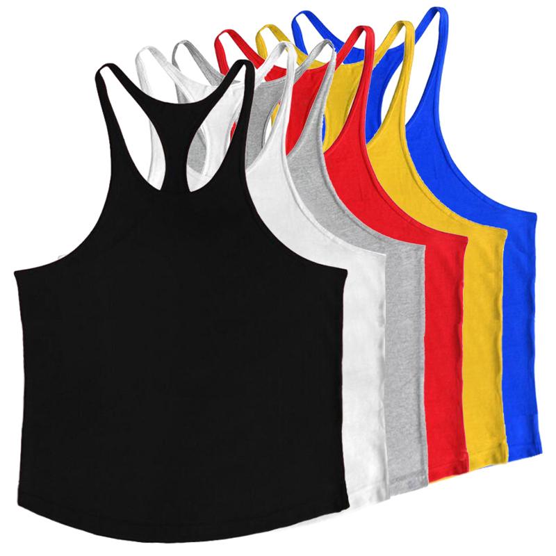 Muscleguys Men's Plain Cotton Gym Tank Tops Running Sleeveless Shirt Y-Back Bodybuilding Vests Muscle Workout Athletic Fitness Singlets