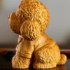Cliff Cypress Wood Carved Teddy Dog Tea Pet - Zodiac Puppy Ornament for Home Decoration