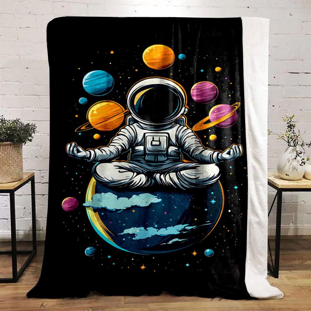Zen Astronaut in Space for all seasons blanket lunch break throw gift